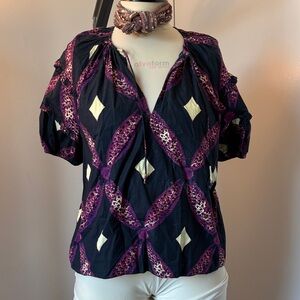 Ulla Johnson Black and Purple Blouse